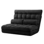 Artiss Lounge Sofa Bed 2-seater Floor Folding Suede Charcoal