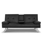 Artiss Sofa Bed Lounge Futon Couch 3 Seater Leather Cup Holder Recliner