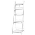 Artiss Display Shelf 5 Tier Wooden Ladder Stand Storage Book Shelves Rack White