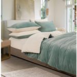 2 in 1 Teddy Sherpa Quilt Cover Set and Blanket king size sage green