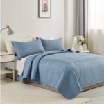 Lisbon Quilted 3 Pieces Embossed Coverlet Set-queen/king blue