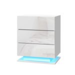 Artiss Bedside Tables Side Table RGB LED Lamp 3 Drawers Nightstand Gloss White