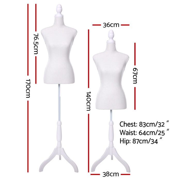 Female Mannequin 170cm Model Dressmaker Clothes Display Torso Tailor Wedding White - Image 3