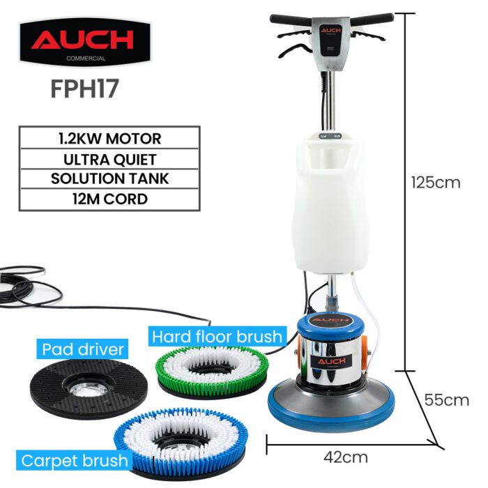 Auch 17" Commercial Orbital Scrubber & Polisher, Hard Floor Buffer, Carpet Cleaner, 12L Solution Tank, 2 Brushes - Image 3