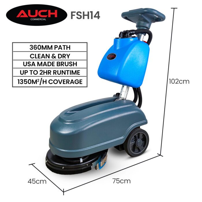 AUCH FSH14 Floor Scrubber & Dryer, 360mm, Battery Powered, Walk Behind, Multi-purpose Commercial Grade Machine - Image 3