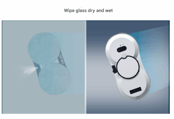 Black Smart Window Cleaning Robot - 5600Pa Strong Suction, Auto Water Spray, 3 Cleaning Modes with UPS Power Backup - Image 3