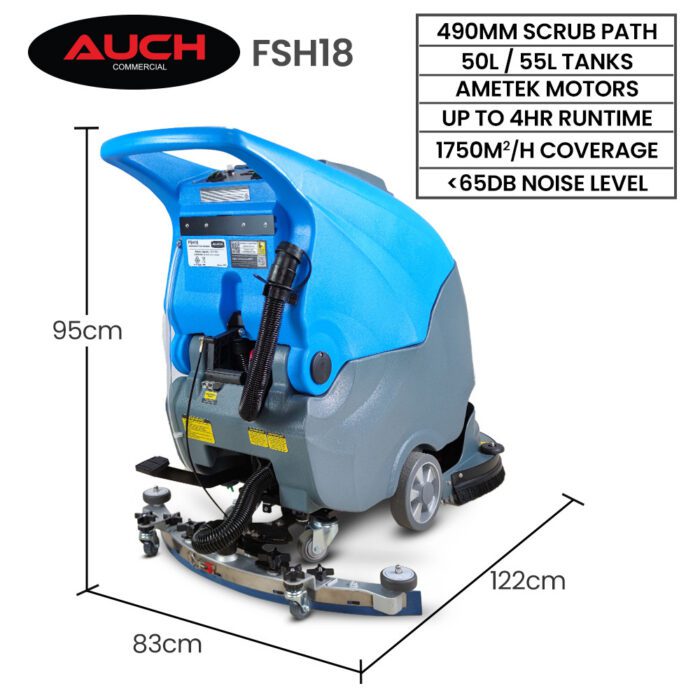Auch FSH18 Floor Scrubber & Dryer, 490mm, Battery Powered, Walk Behind, Multi-purpose Commercial Grade Machine - Image 3