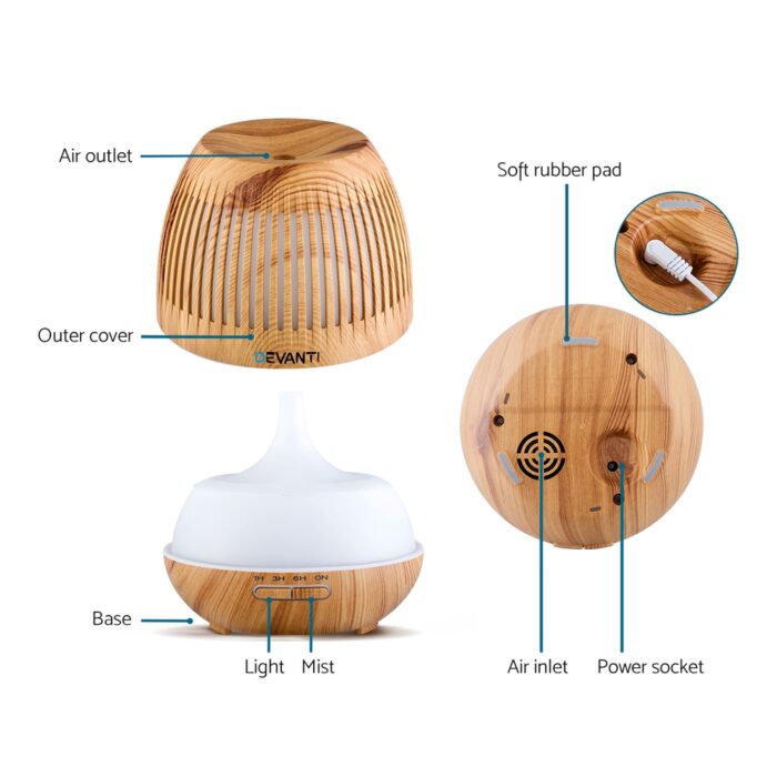 Devanti Aroma Diffuser Aromatherapy Humidifier 400ml - Image 4