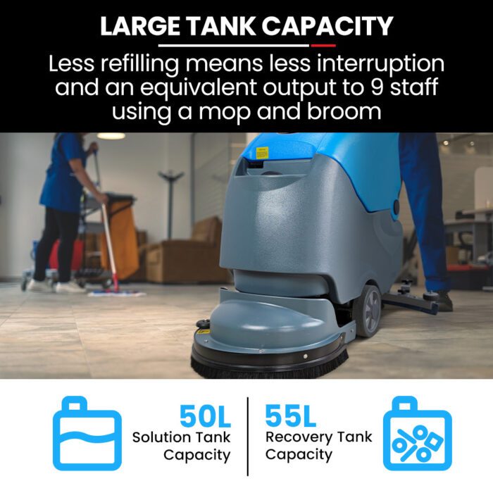 Auch FSH18 Floor Scrubber & Dryer, 490mm, Battery Powered, Walk Behind, Multi-purpose Commercial Grade Machine - Image 4