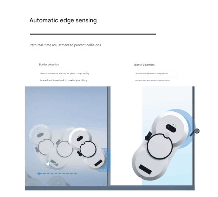 Black Smart Window Cleaning Robot - 5600Pa Strong Suction, Auto Water Spray, 3 Cleaning Modes with UPS Power Backup - Image 5