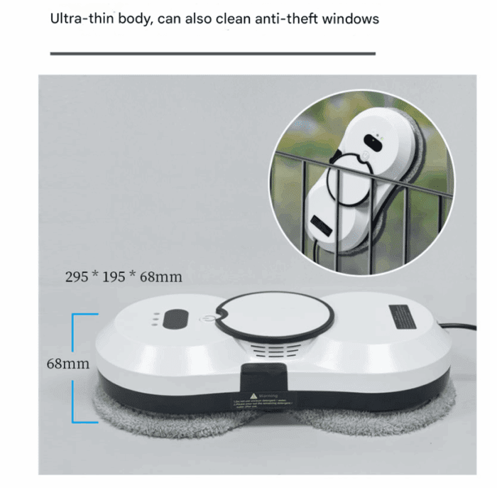 Black Smart Window Cleaning Robot - 5600Pa Strong Suction, Auto Water Spray, 3 Cleaning Modes with UPS Power Backup - Image 7