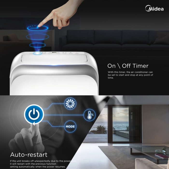 Midea 4.0KW 3in1 Portable Air Conditioner Dehumidifier with Cooling Drying and Sleeping Mode - Image 3