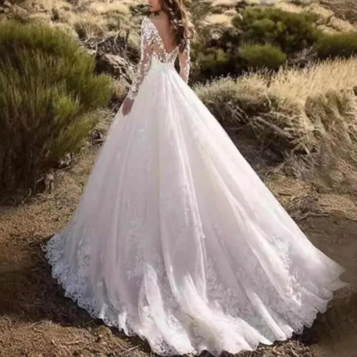 Shiela Embroidery Lace Wedding Dress - Image 3