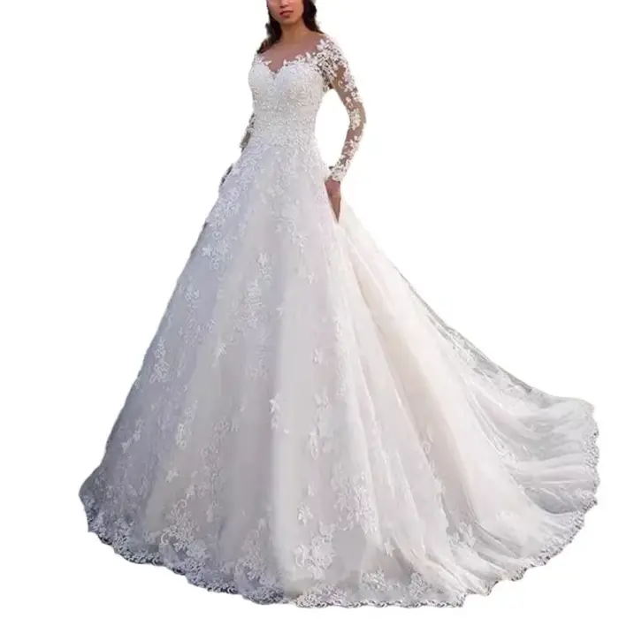 Shiela Embroidery Lace Wedding Dress - Image 4
