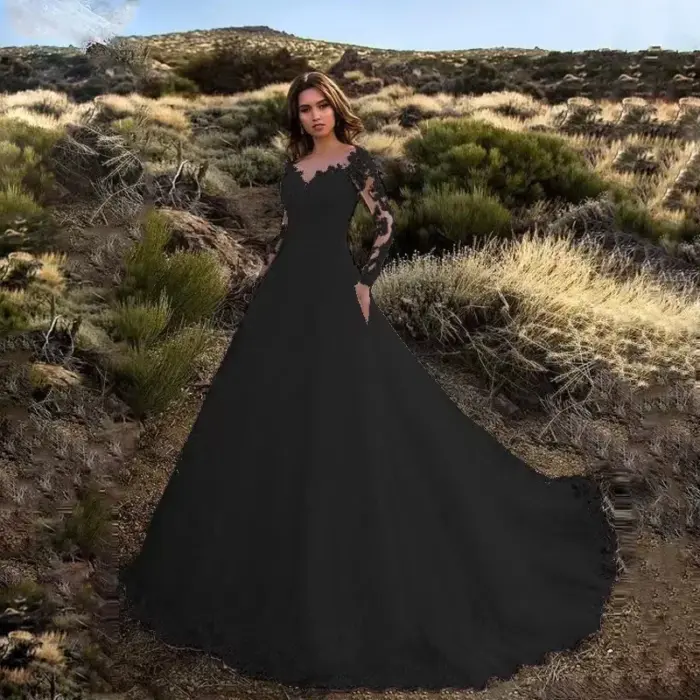 Shiela Embroidery Lace Wedding Dress - Image 6