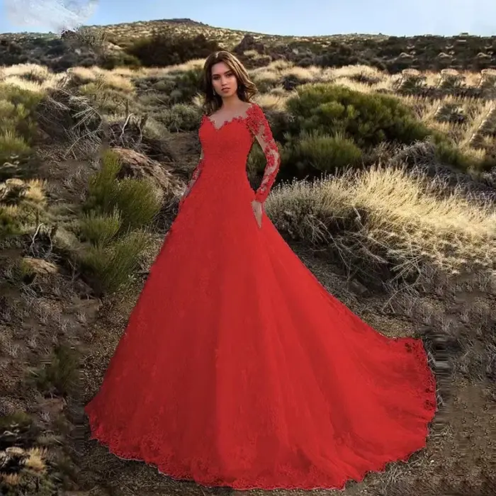 Shiela Embroidery Lace Wedding Dress - Image 5
