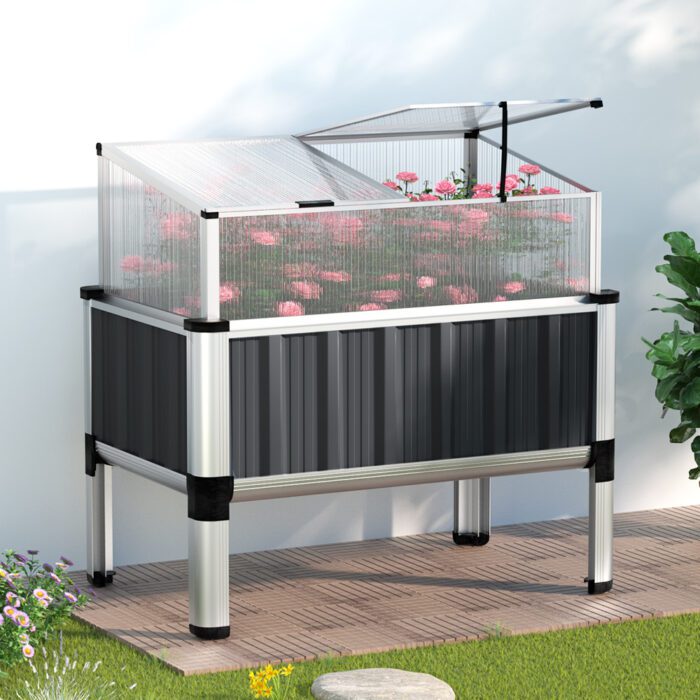 Green Fingers Galvanised Herb Garden Bed Greenhouse Planter Box Raised