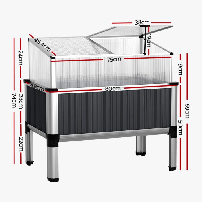 Green Fingers Galvanised Herb Garden Bed Greenhouse Planter Box Raised - Image 3