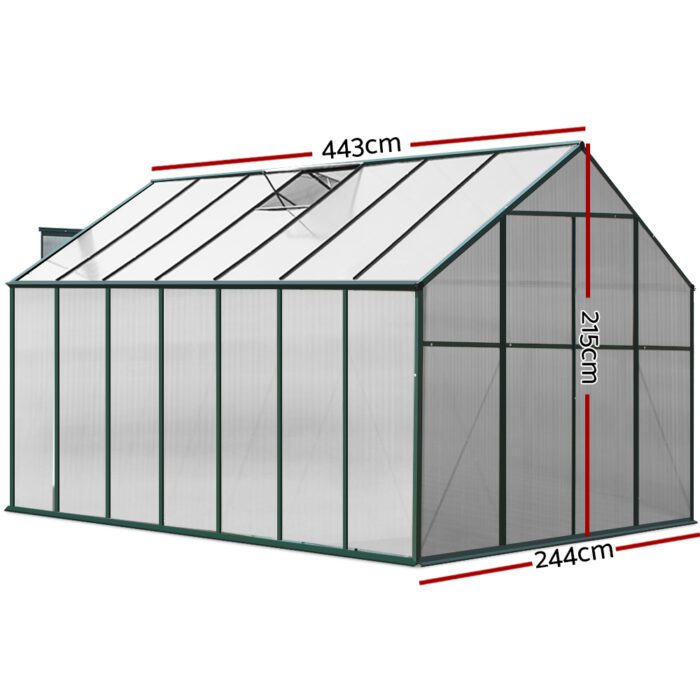 Green Fingers Greenhouse Aluminium Polycarbonate Green House Garden Shed - Image 3