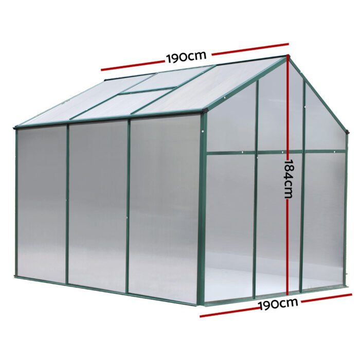 Green Fingers Greenhouse Aluminium Polycarbonate Green House Garden Shed - Image 3