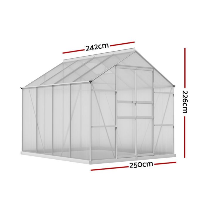 Green Fingers Greenhouse Aluminium Double Doors Green House Garden Shed - Image 3