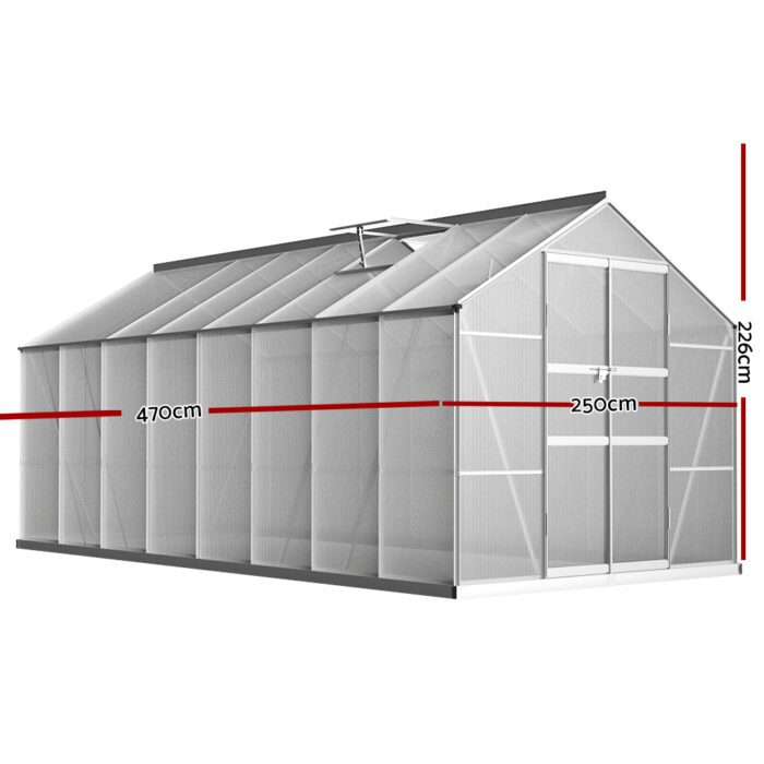 Green Fingers Double Doors Greenhouse Aluminium Green House - Image 3