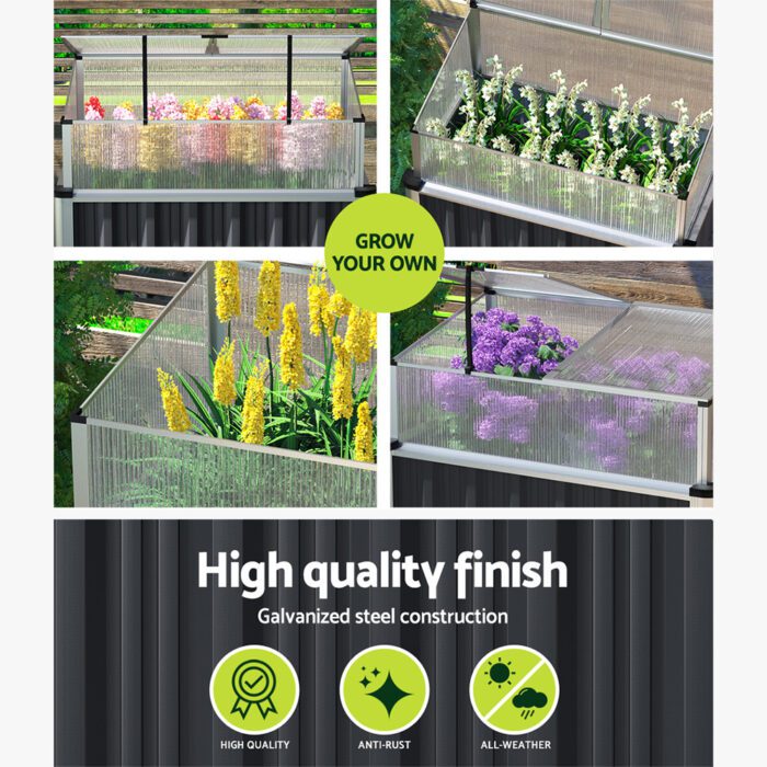 Green Fingers Galvanised Herb Garden Bed Greenhouse Planter Box Raised - Image 4