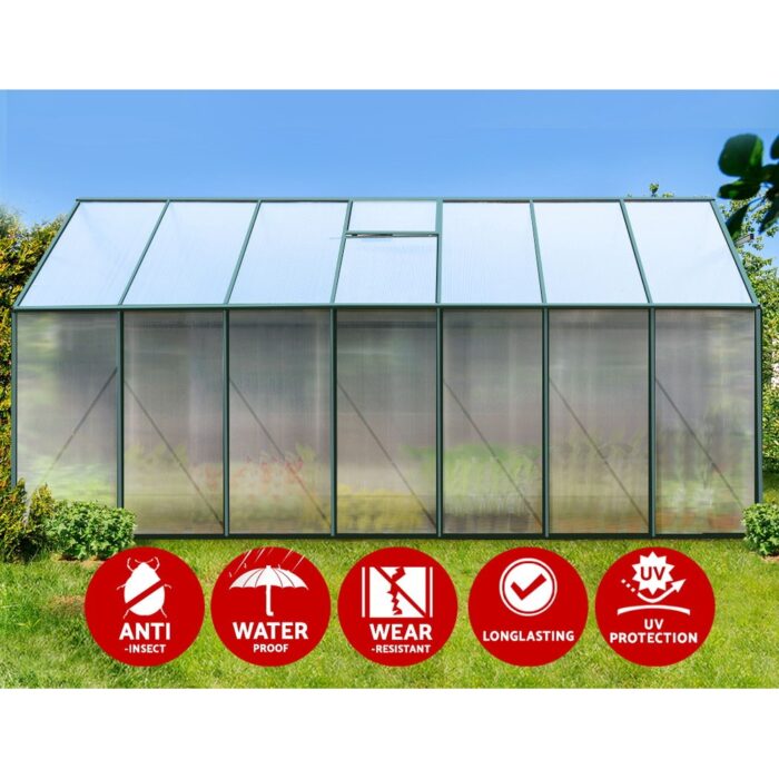 Green Fingers Greenhouse Aluminium Polycarbonate Green House Garden Shed - Image 5