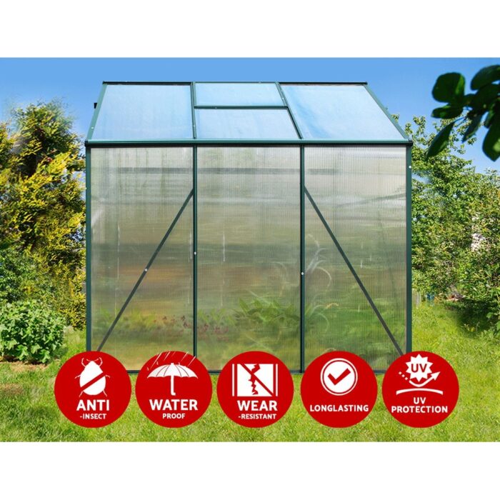 Green Fingers Greenhouse Aluminium Polycarbonate Green House Garden Shed - Image 5