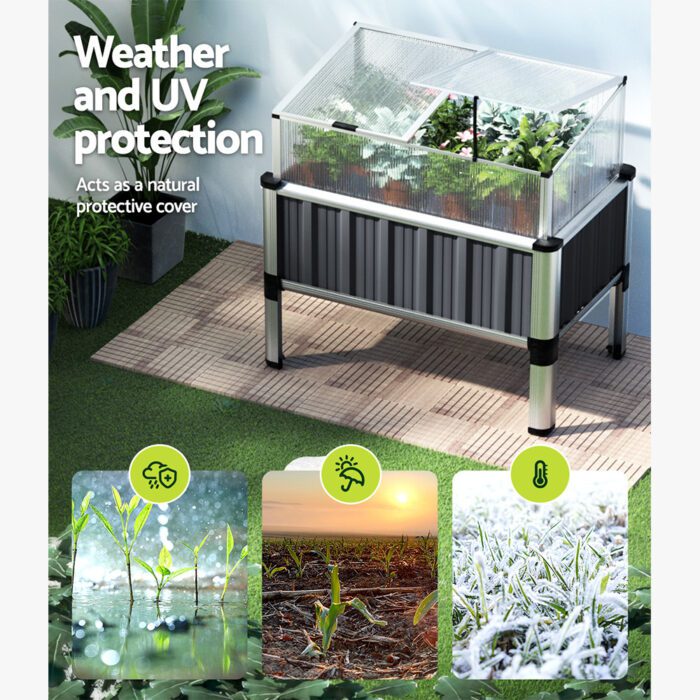 Green Fingers Galvanised Herb Garden Bed Greenhouse Planter Box Raised - Image 6