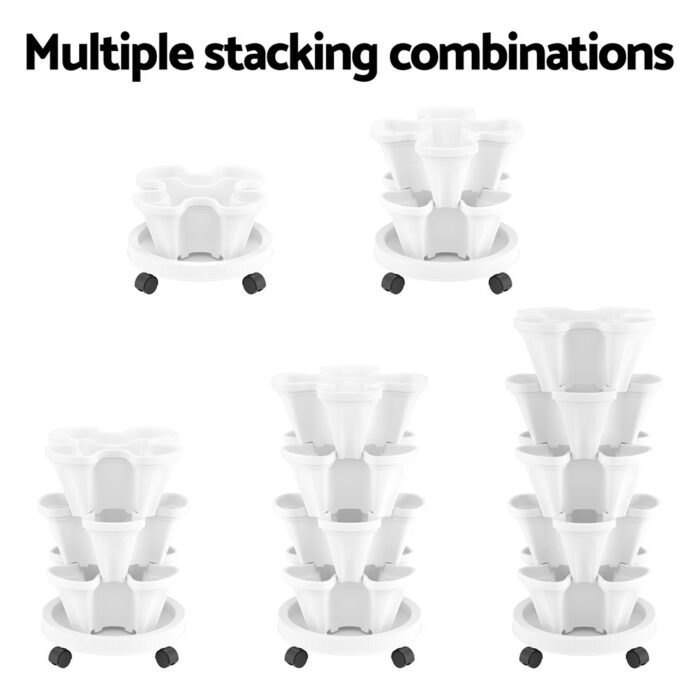 Green Fingers Garden Bed 5 Tier Vertical Garden Strawberry Stackable Planters Herbs Petunias - Image 6
