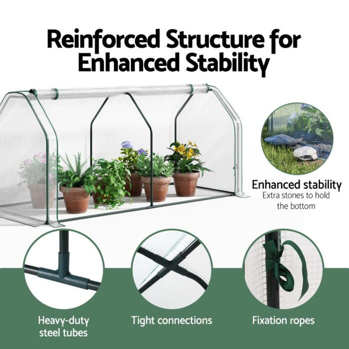 Green Fingers Mini Roll-Up Zippered Door Greenhouse PE Cover Green House - Image 6