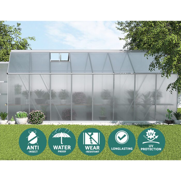 Green Fingers Double Doors Greenhouse Aluminium Green House - Image 6