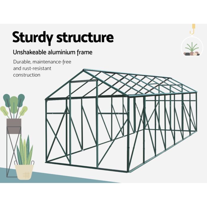 Green Fingers Greenhouse Aluminium Polycarbonate Green House Garden Shed - Image 7