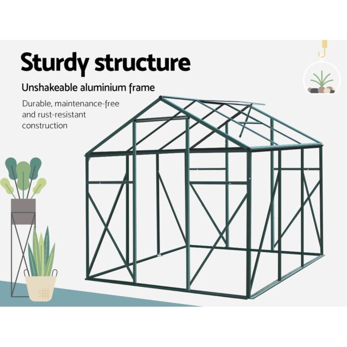 Green Fingers Greenhouse Aluminium Polycarbonate Green House Garden Shed - Image 7