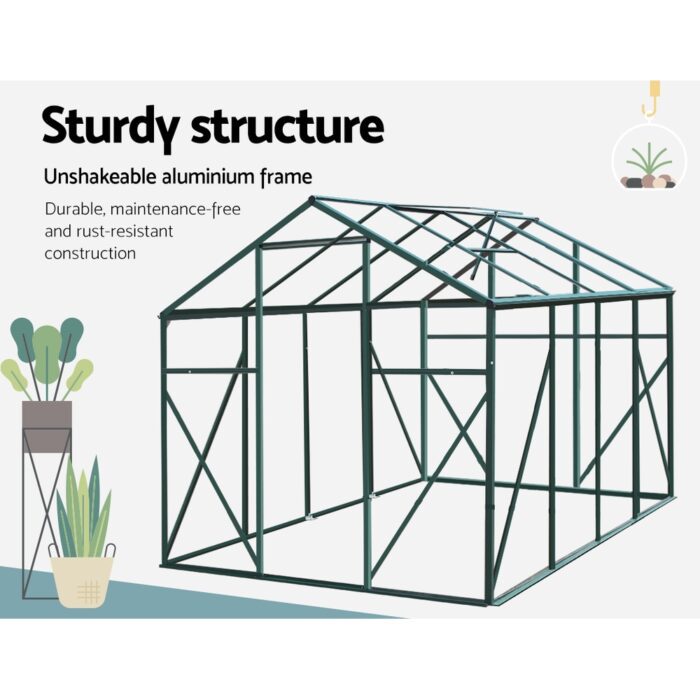 Green Fingers Greenhouse Aluminium Polycarbonate Green House - Image 7