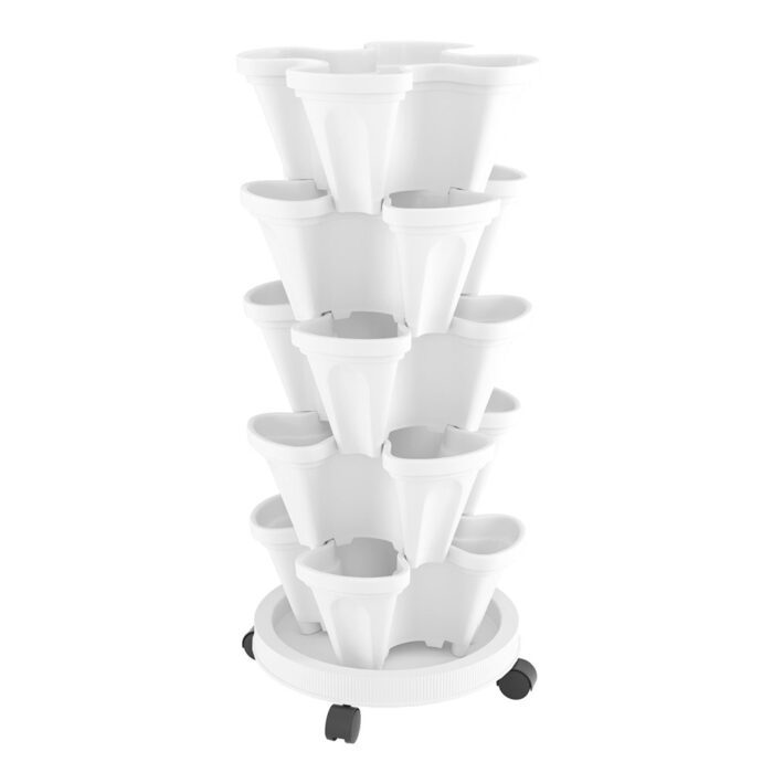 Green Fingers Garden Bed 5 Tier Vertical Garden Strawberry Stackable Planters Herbs Petunias - Image 8