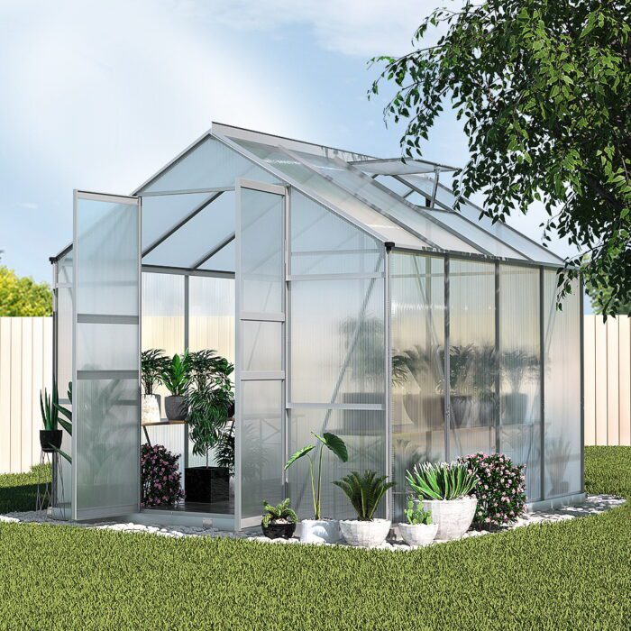 Green Fingers Greenhouse Aluminium Double Doors Green House Garden Shed - Image 8