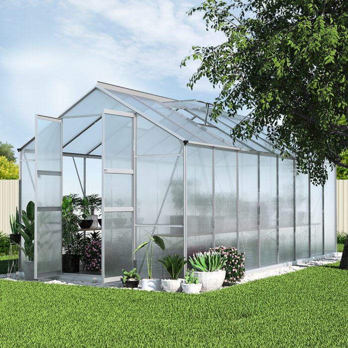 Green Fingers Double Doors Greenhouse Aluminium Green House - Image 8