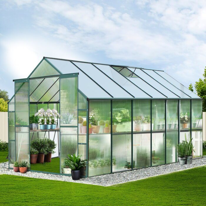 Green Fingers Greenhouse Aluminium Polycarbonate Green House Garden Shed - Image 8