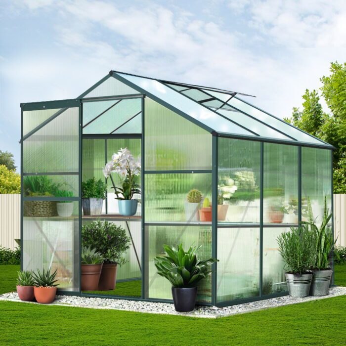 Green Fingers Greenhouse Aluminium Polycarbonate Green House Garden Shed - Image 8