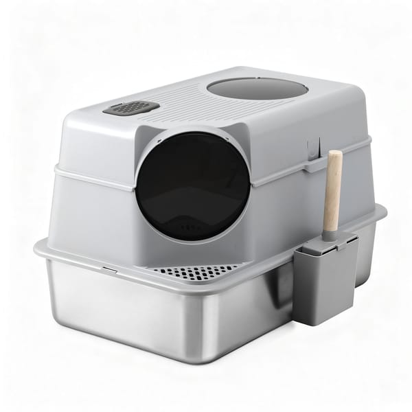 i.Pet Cat Litter Box Large Stainless Steel High Sided Pet Toilet Odour Control