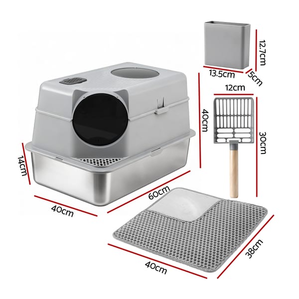 i.Pet Cat Litter Box Large Stainless Steel High Sided Pet Toilet Odour Control - Image 8