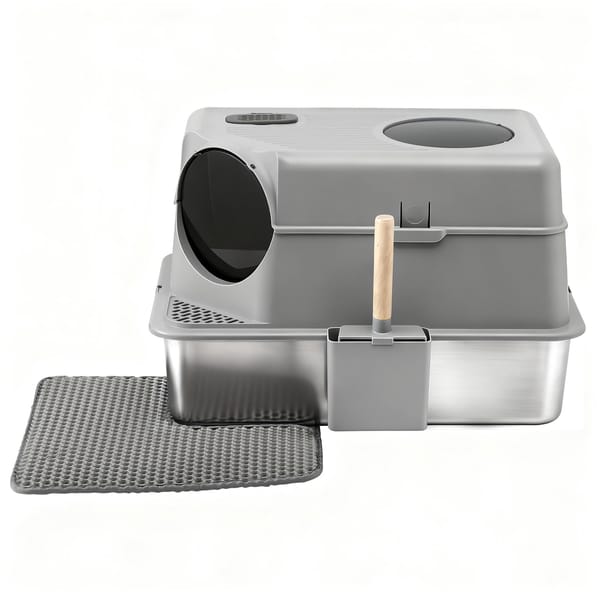 i.Pet Cat Litter Box Large Stainless Steel High Sided Pet Toilet Odour Control - Image 7