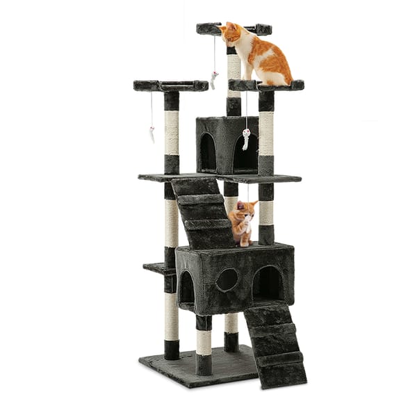 i.Pet Cat Tree 180cm Tower Scratching Post Scratcher Wood Condo House Toys Grey - Image 2
